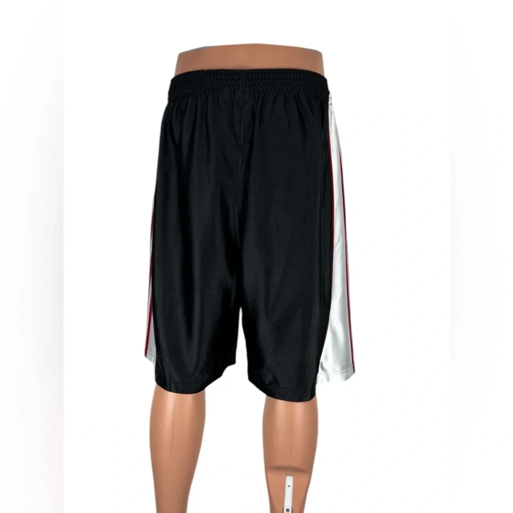 Adidas Mens XL Shorts Dazzle Shiny Y2K Basketball Pockets Black Red Striped - Picture 5 of 15